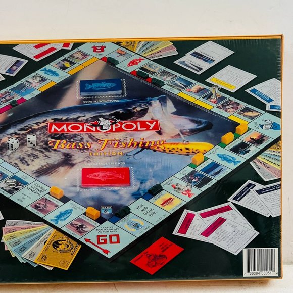 Vintage Monopoly Bass Fishing Edition Board Game 1998 Hasbro USAopoly New Sealed - Picture 4 of 7